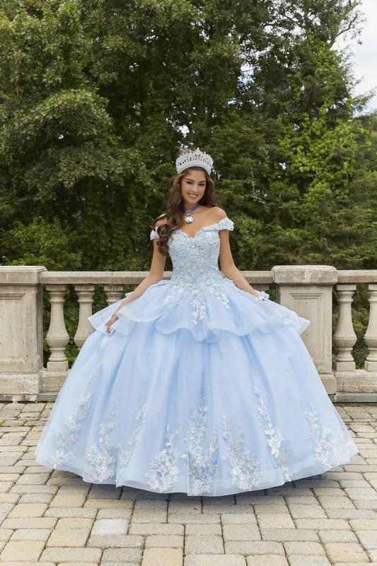 Vizcaya by Morilee Off Shoulder Lace Quince Dress 89409 made by Mori Lee