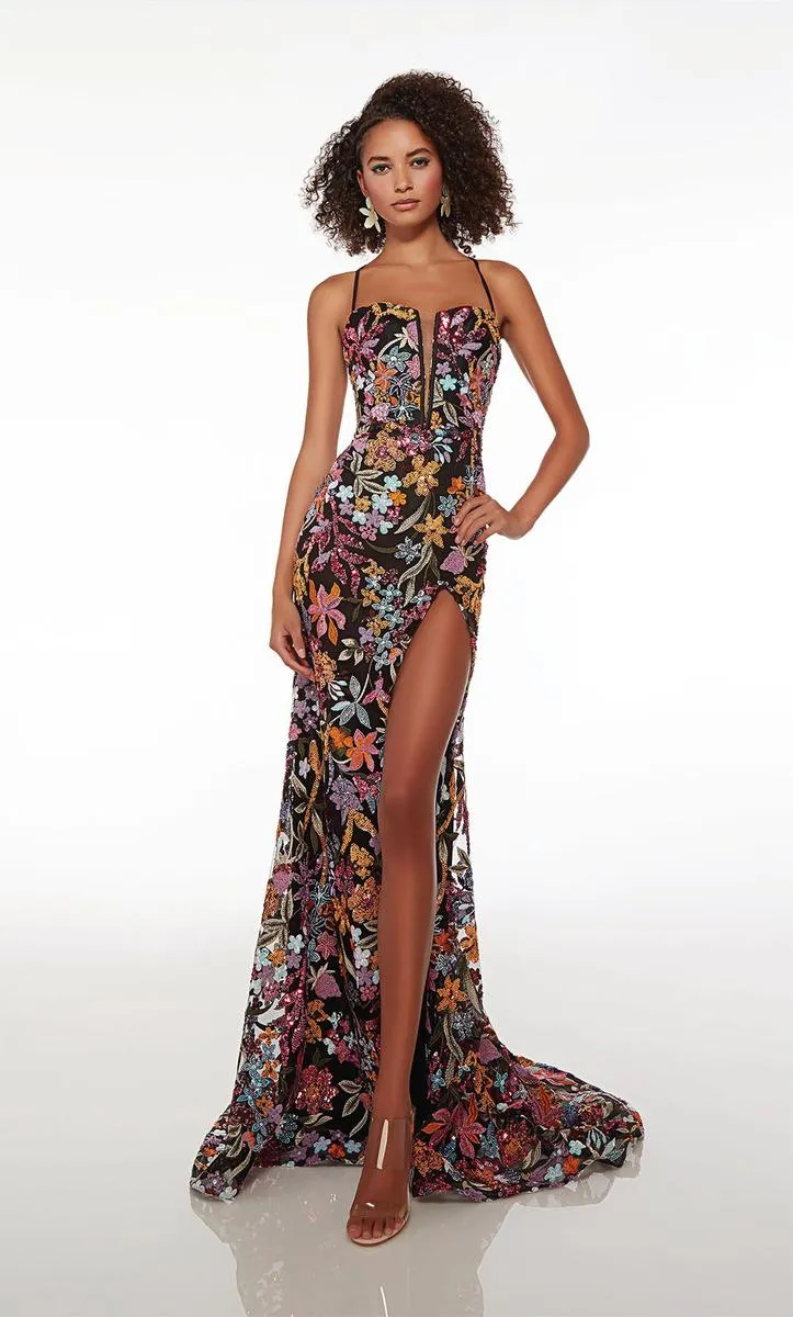Alyce Paris Floral Sequin Prom Dress 61690 sold by Terry costa product image thumbnail 3