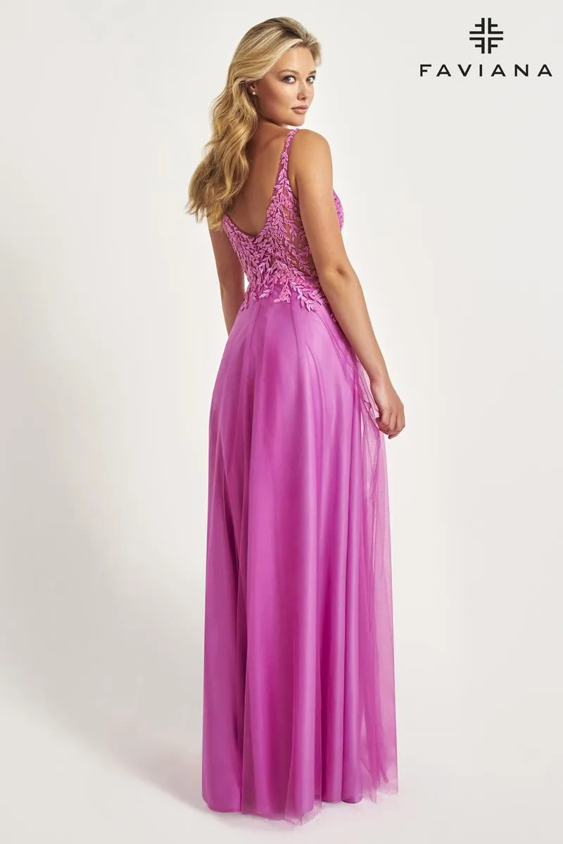 Faviana A-Line Lace Prom Dress 11055 sold by Terry costa product image thumbnail 4
