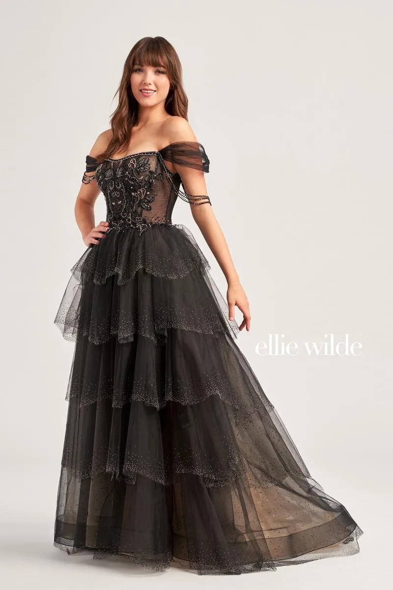 Ellie Wilde Off Shoulder Tiered Skirt EW35040 sold by Terry costa product image thumbnail 4