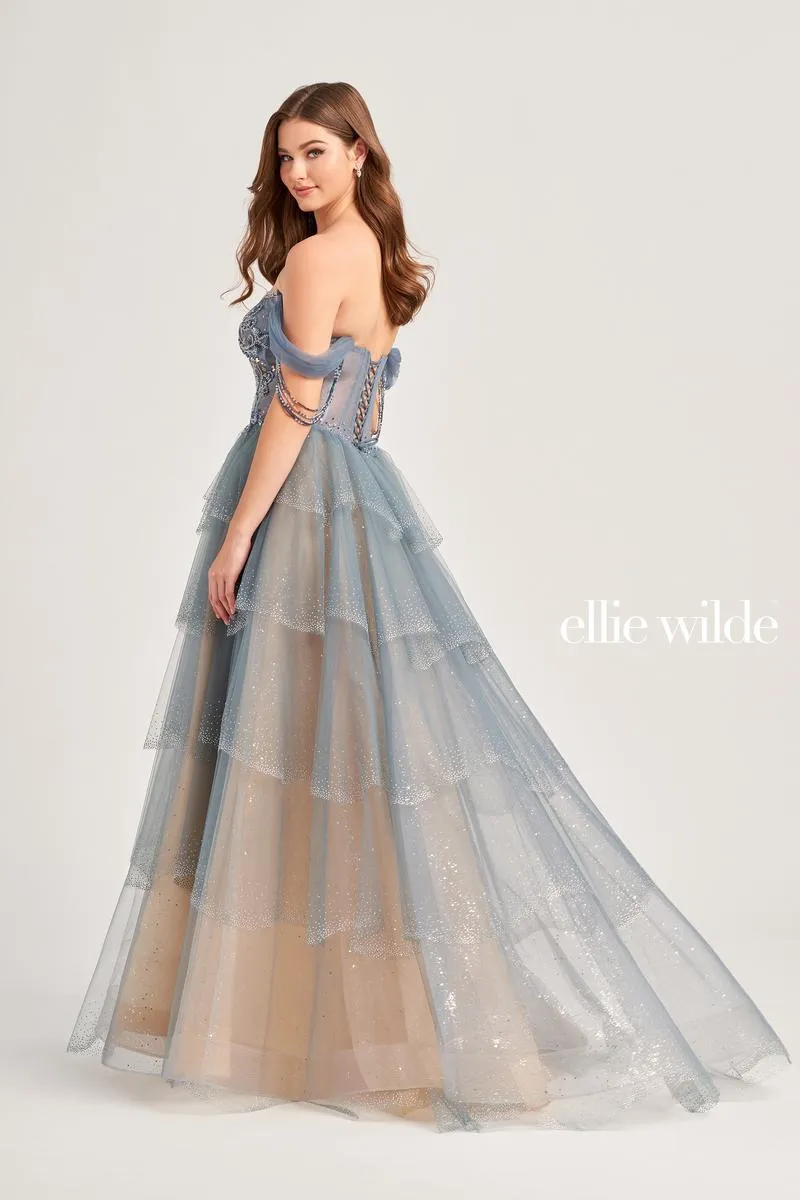 Ellie Wilde Off Shoulder Tiered Skirt EW35040 sold by Terry costa product image thumbnail 3