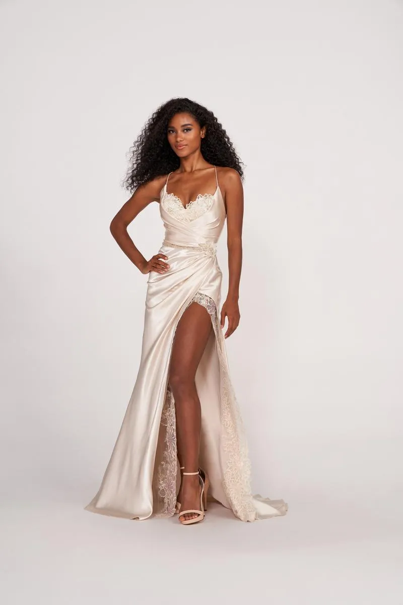 Ellie Wilde Fitted Satin Prom Dress EW34008 sold by Terry costa product image thumbnail 5