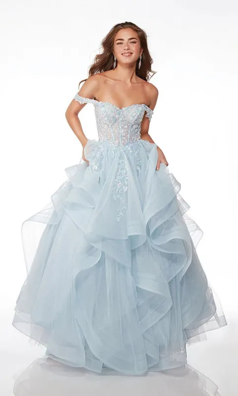 Alyce Corset Tiered Ball Gown Prom Dress 61636 sold by Terry costa