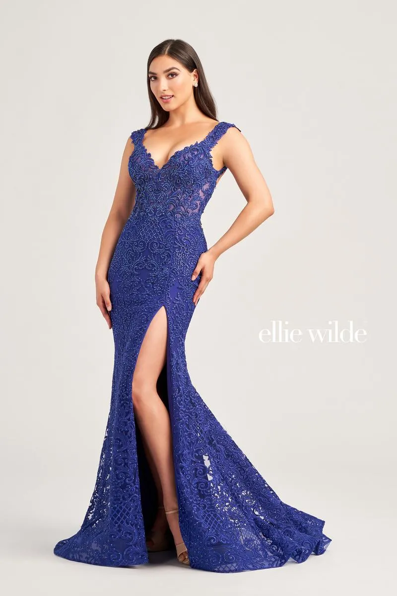 Ellie Wilde Tight Lace Open Back Prom Dress EW35091 sold by Terry costa product image thumbnail 5