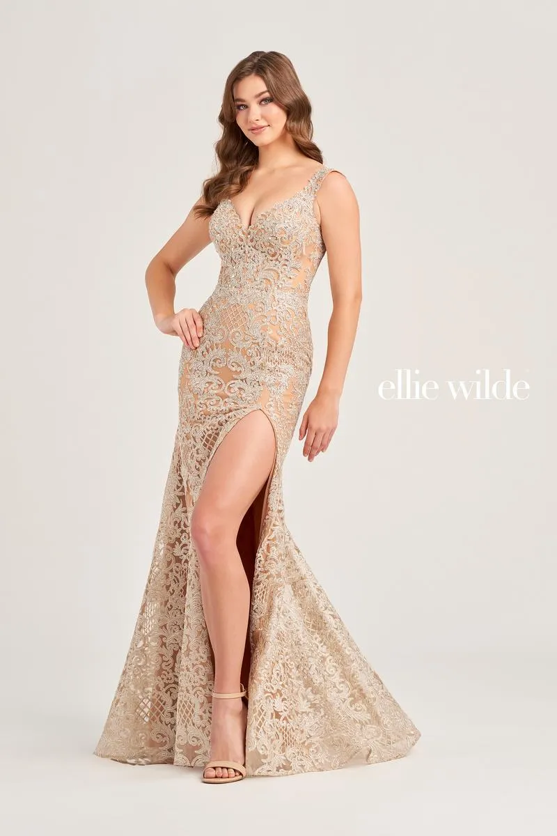 Ellie Wilde Tight Lace Open Back Prom Dress EW35091 sold by Terry costa product image thumbnail 2