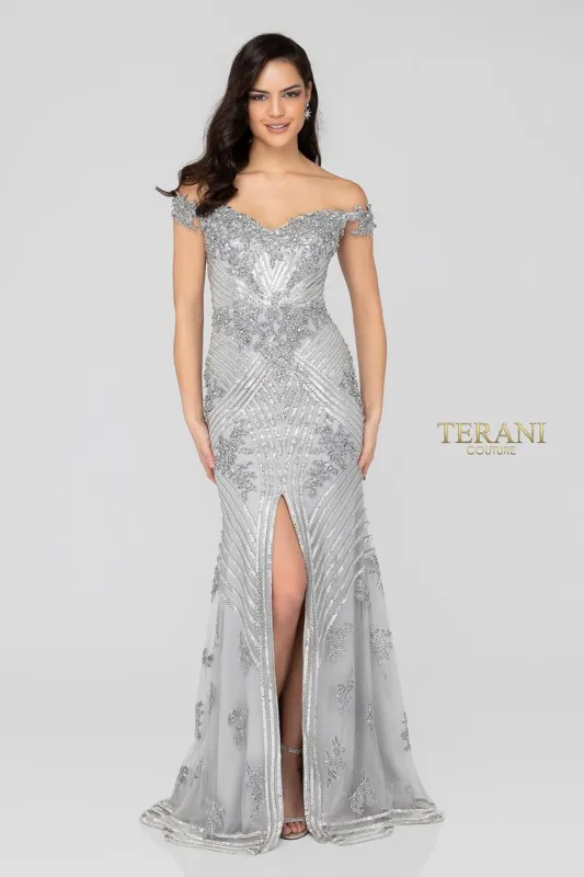 Terani Beaded Evening Gown 1912GL9572 made by Terry costa