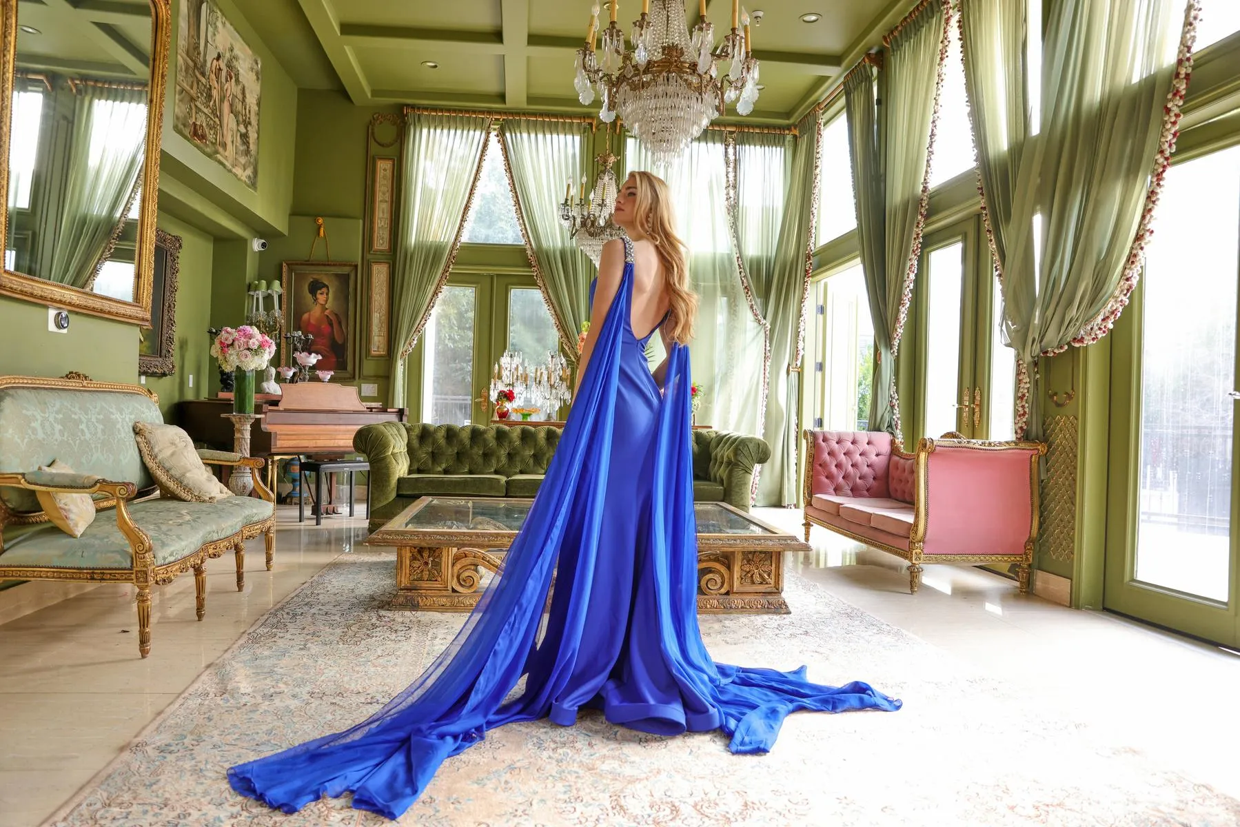 Ava Presley Shoulder Cape Pageant Dress 29535 sold by Terry costa product image thumbnail 3