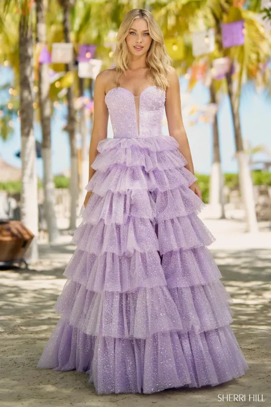 Sherri Hill Strapless Ruffle Prom Dress 56139 sold by Terry costa
