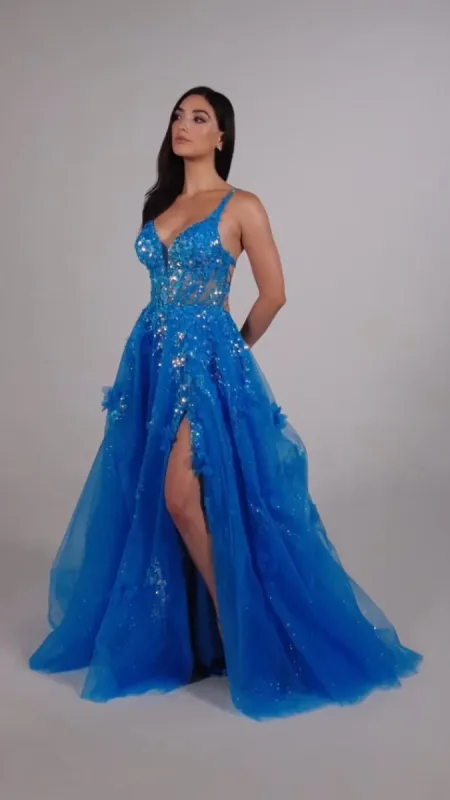 Ellie Wilde A-Line Corset Prom Dress EW35047 made by Mon Cheri