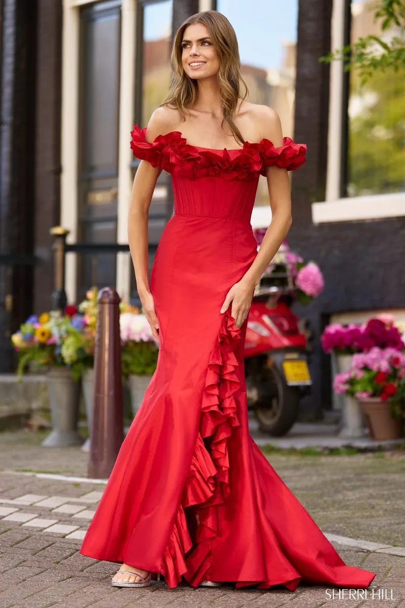 Sherri Hill Taffeta Ruffle Prom Dress 56240 sold by Terry costa product image thumbnail 3