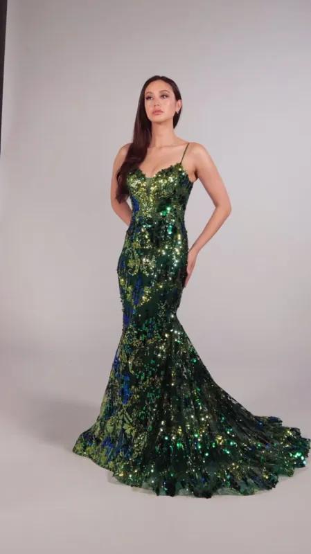 Ellie Wilde Sequin Mermaid Prom Dress EW35228 made by Mon Cheri