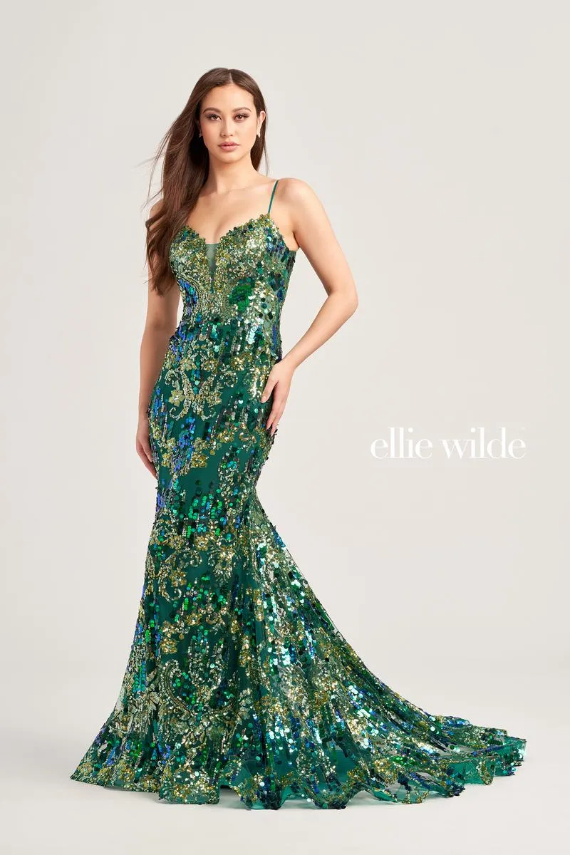 Ellie Wilde Sequin Mermaid Prom Dress EW35228 sold by Terry costa product image thumbnail 2
