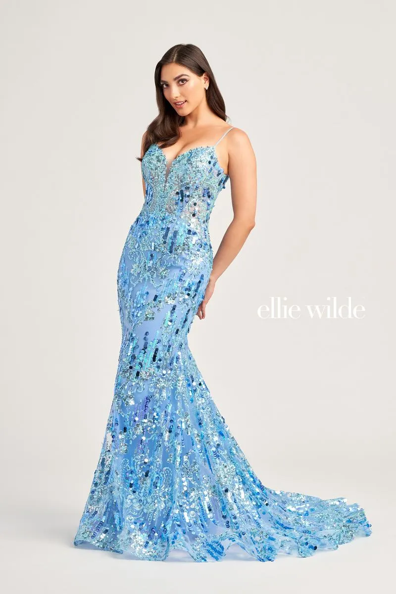 Ellie Wilde Sequin Mermaid Prom Dress EW35228 sold by Terry costa product image thumbnail 4