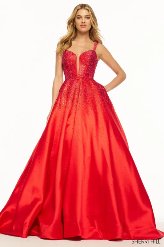 Sherri Hill Mikado Hot Fix Stone Ball Gown Prom Dress 56106 sold by Terry costa