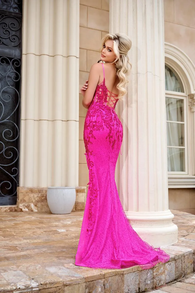 Portia and Scarlett Lace Illusion Prom Dress PS24241 sold by Terry costa product image thumbnail 4