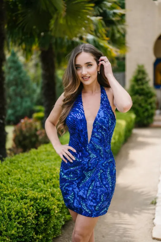 Aleta Halter Sequin Homecoming Dress 1281 sold by Terry costa