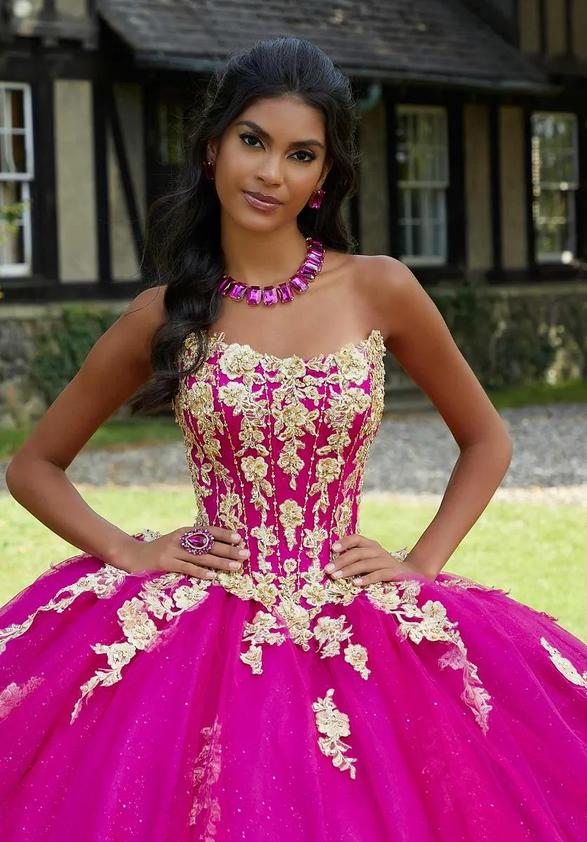 Vizcaya by Morilee Strapless Tulle Quince Dress 89441 sold by Terry costa product image thumbnail 5