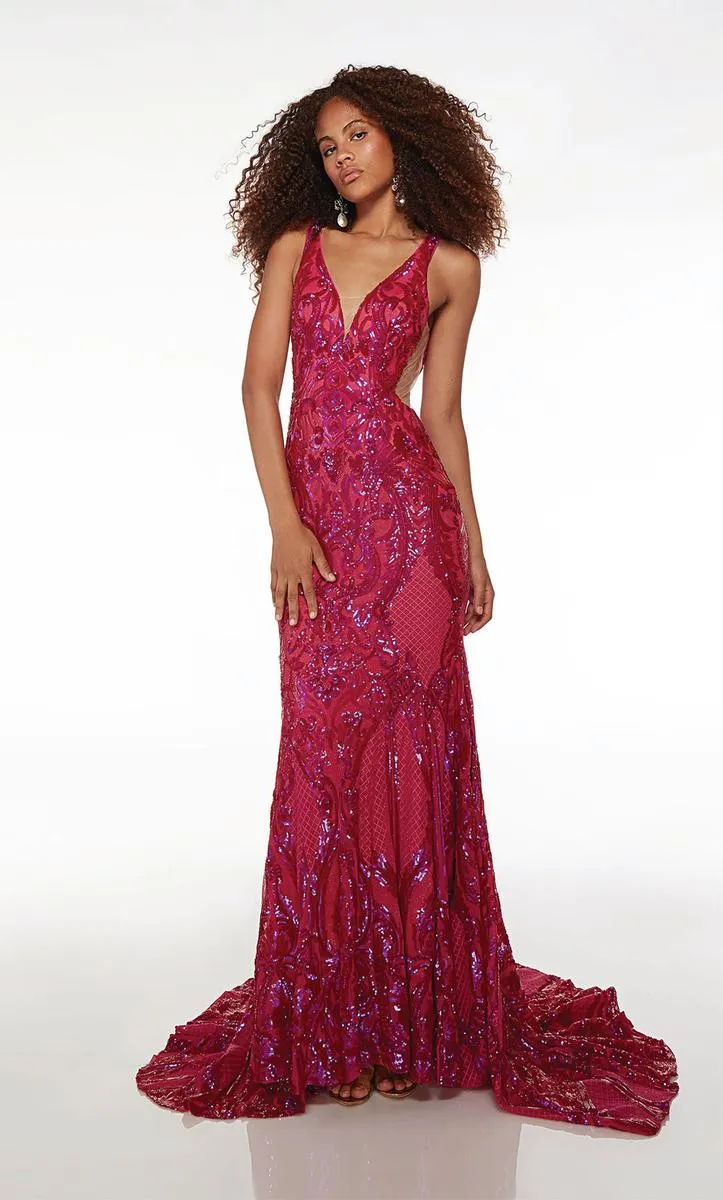 Alyce Paris Plunging Sequin Prom Dress 61651 sold by Terry costa product image thumbnail 5