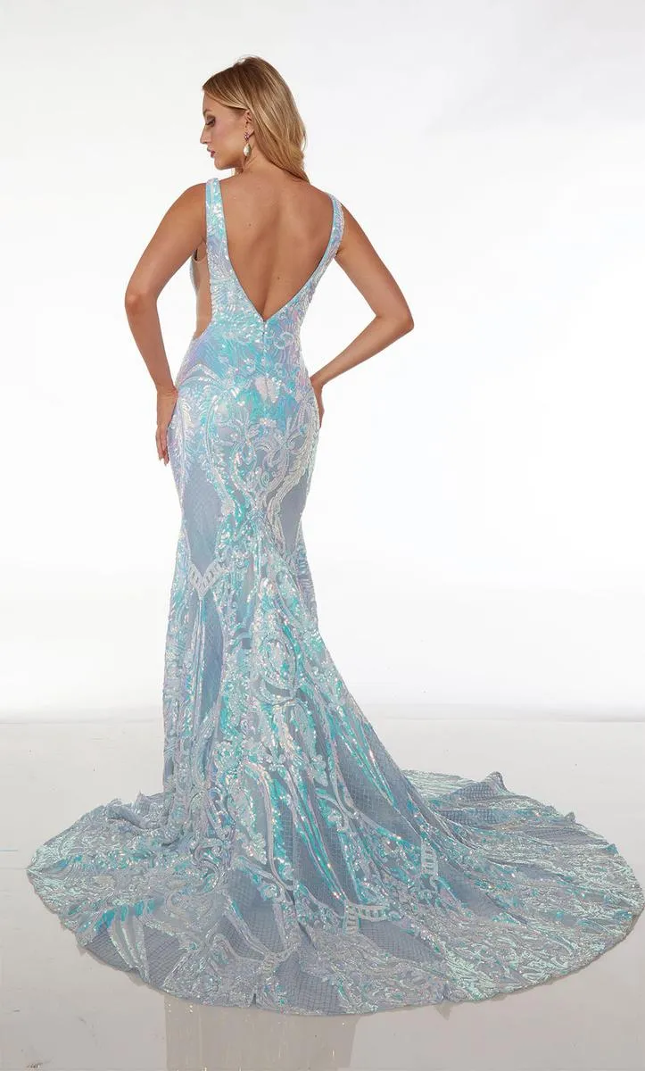 Alyce Paris Plunging Sequin Prom Dress 61651 sold by Terry costa product image thumbnail 2