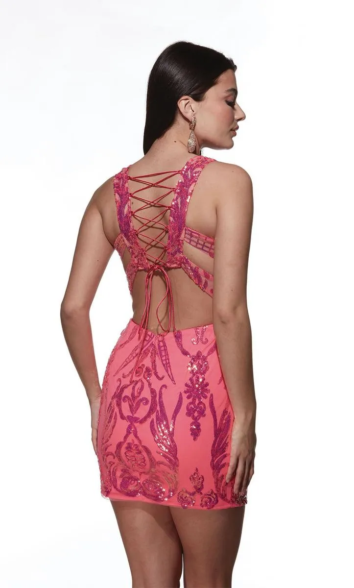 Alyce Paris Lace-up Back Homecoming Dress 4894 sold by Terry costa product image thumbnail 2