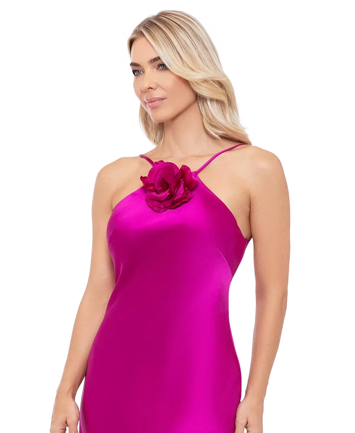 Xscape Satin Rosette Dress 6129X sold by Terry costa product image thumbnail 3