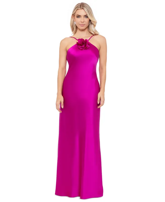 Xscape Satin Rosette Dress 6129X sold by Terry costa