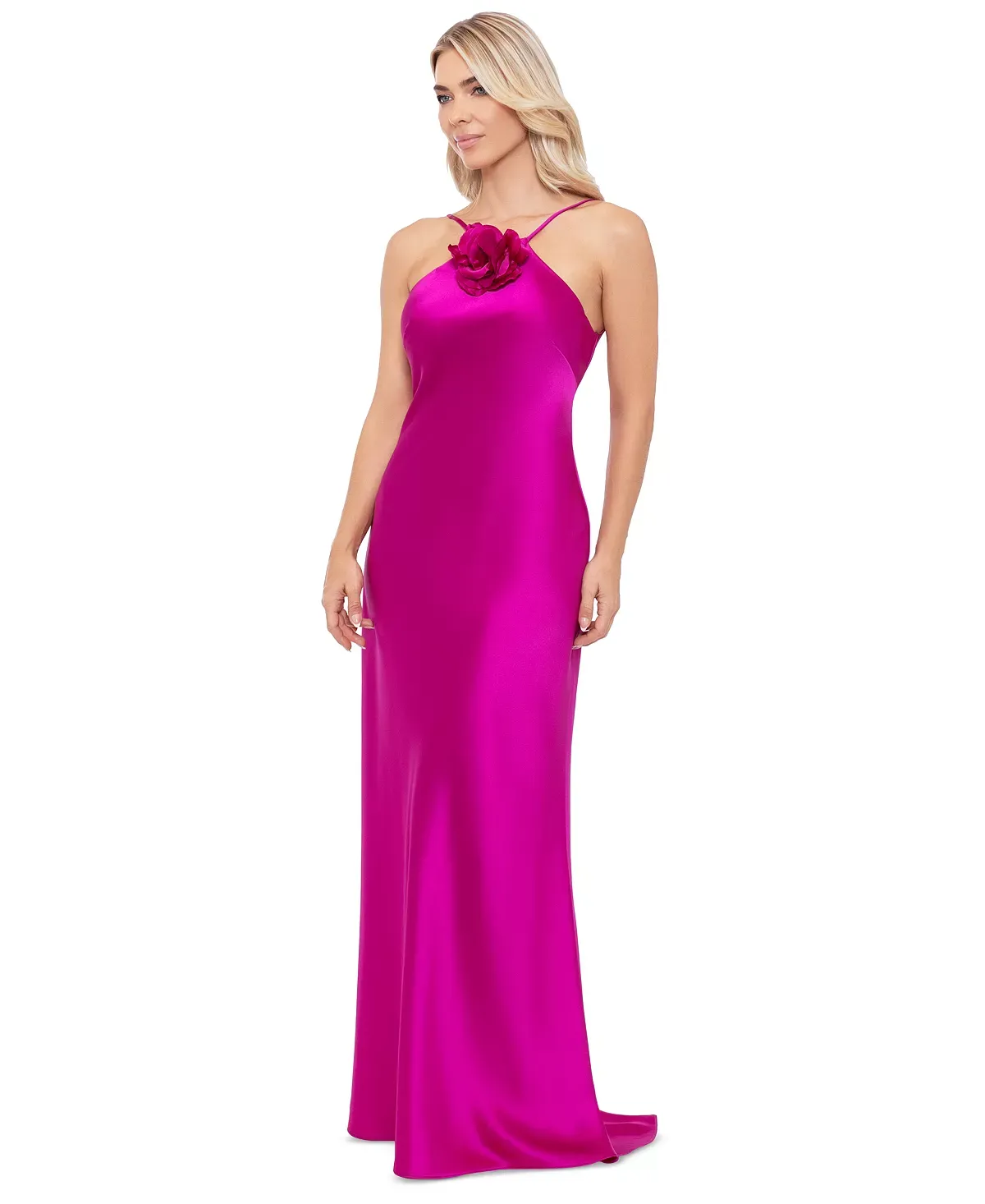 Xscape Satin Rosette Dress 6129X sold by Terry costa product image thumbnail 2