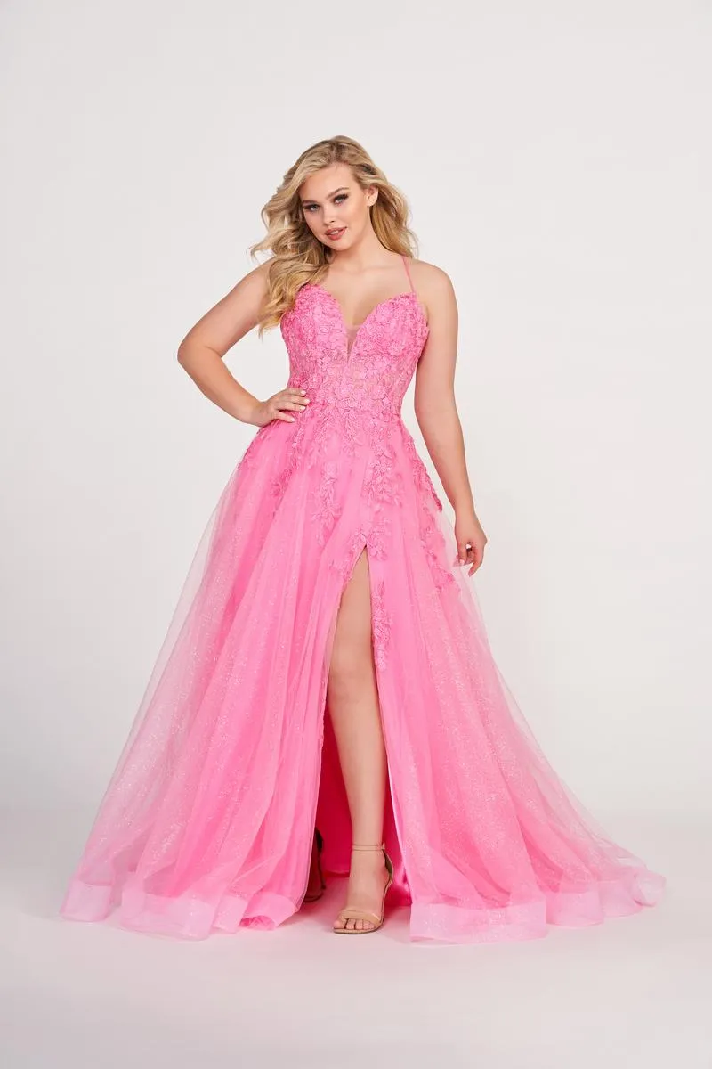 Ellie Wilde Long Lace A-Line Prom Dress EW34042 sold by Terry costa product image thumbnail 4