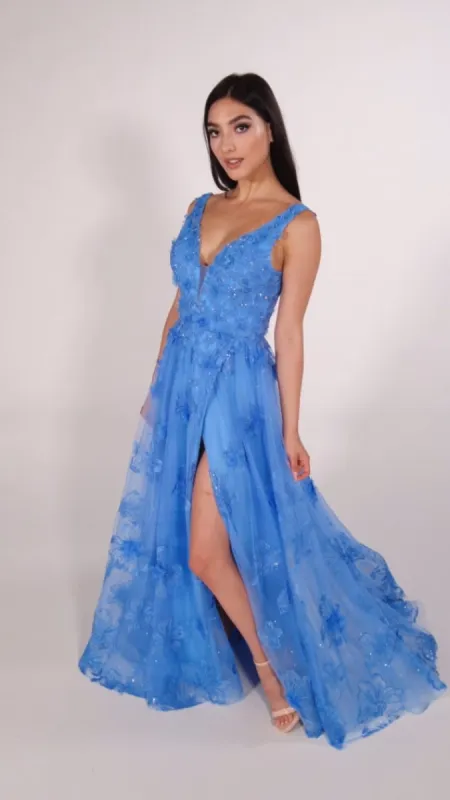 Ellie Wilde Floral A-Line Prom Dress EW34121 made by Mon Cheri