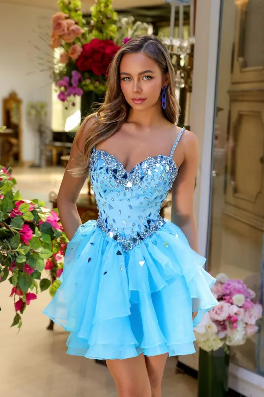 Ava Presley Ruffle Sequin Homecoming Dress 29187 sold by Terry costa