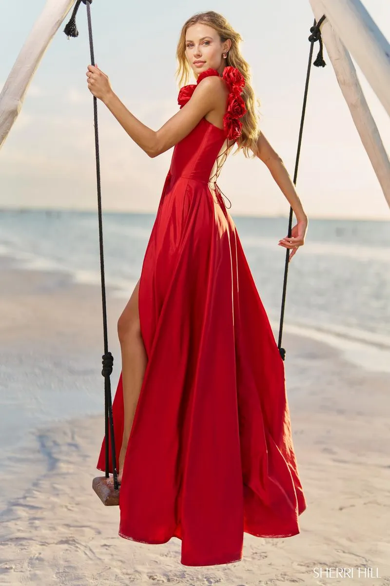 Sherri Hill 3D Rosette Corset Top A-line Prom Dress 56123 sold by Terry costa product image thumbnail 2