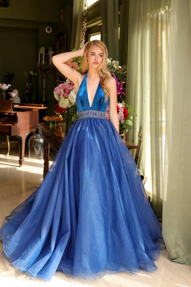 Ava Presley Plunging Halter Ballgown 39580 sold by Terry costa product image thumbnail 3