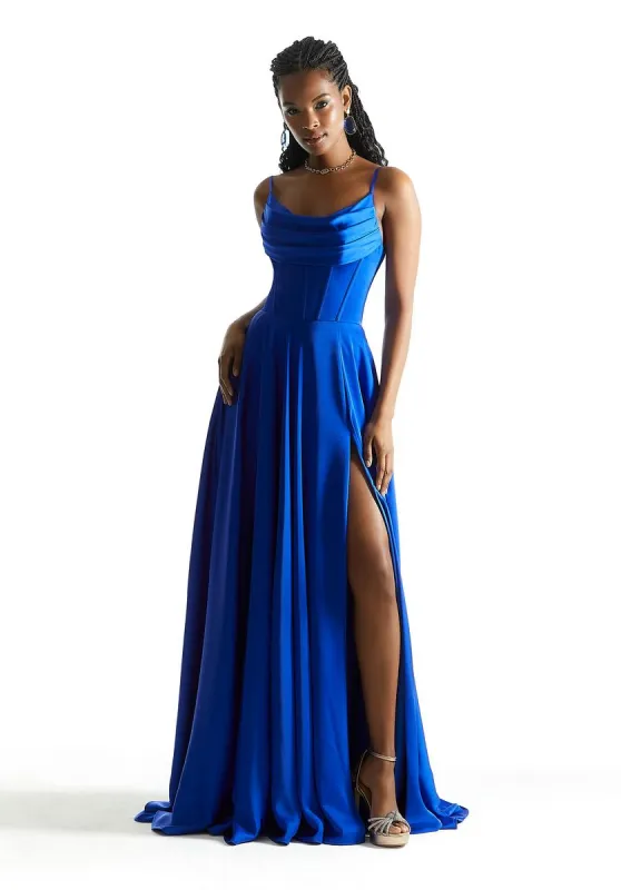 Morilee Pleated Cowl Neck Corset Prom Dress 49011 sold by Terry costa