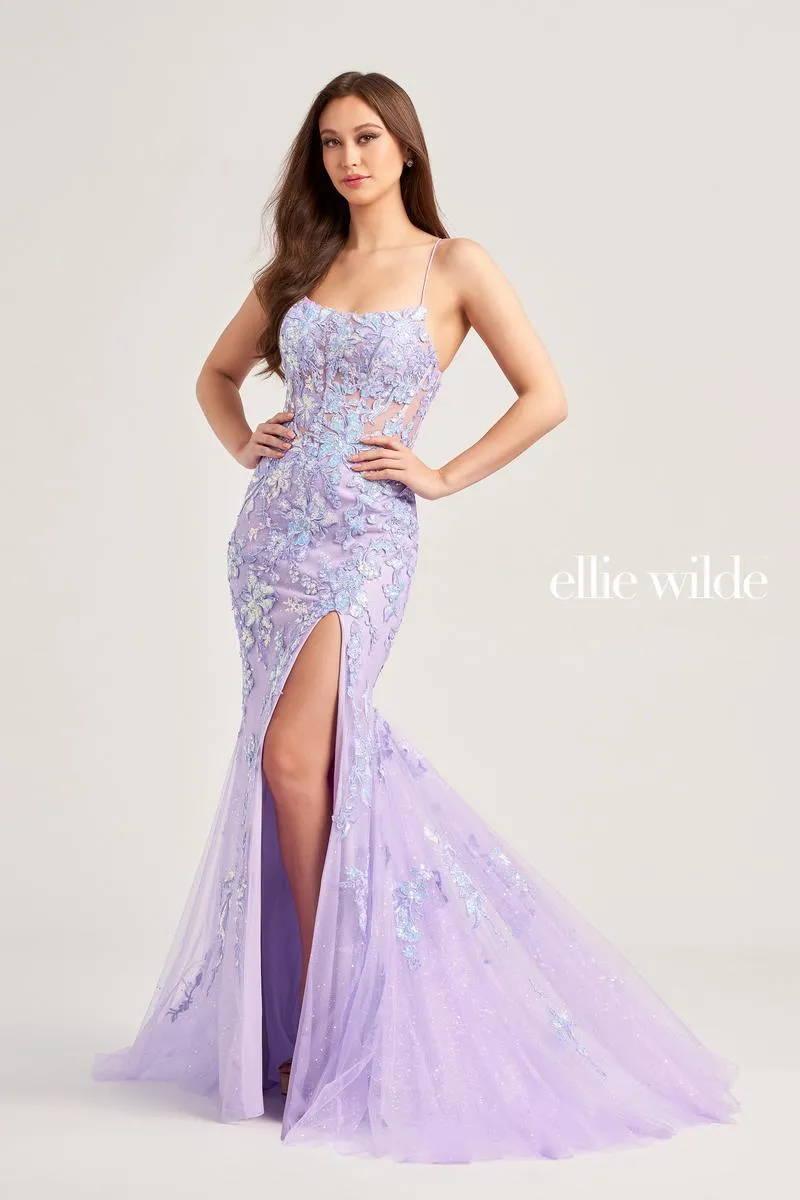 Ellie Wilde Illusion Lace Prom Dress EW35057 sold by Terry costa product image thumbnail 2