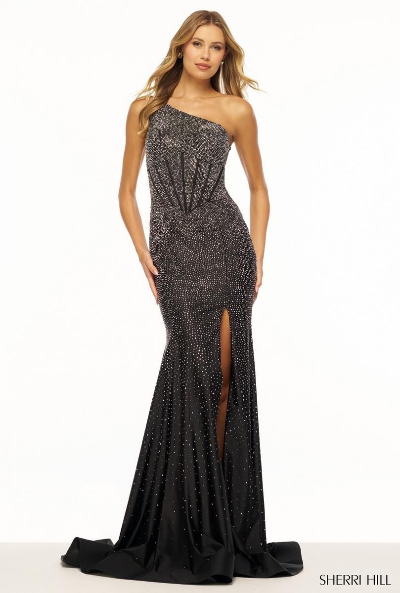 Sherri Hill One Shoulder Heat Stone Prom Dress 56181 sold by Terry costa