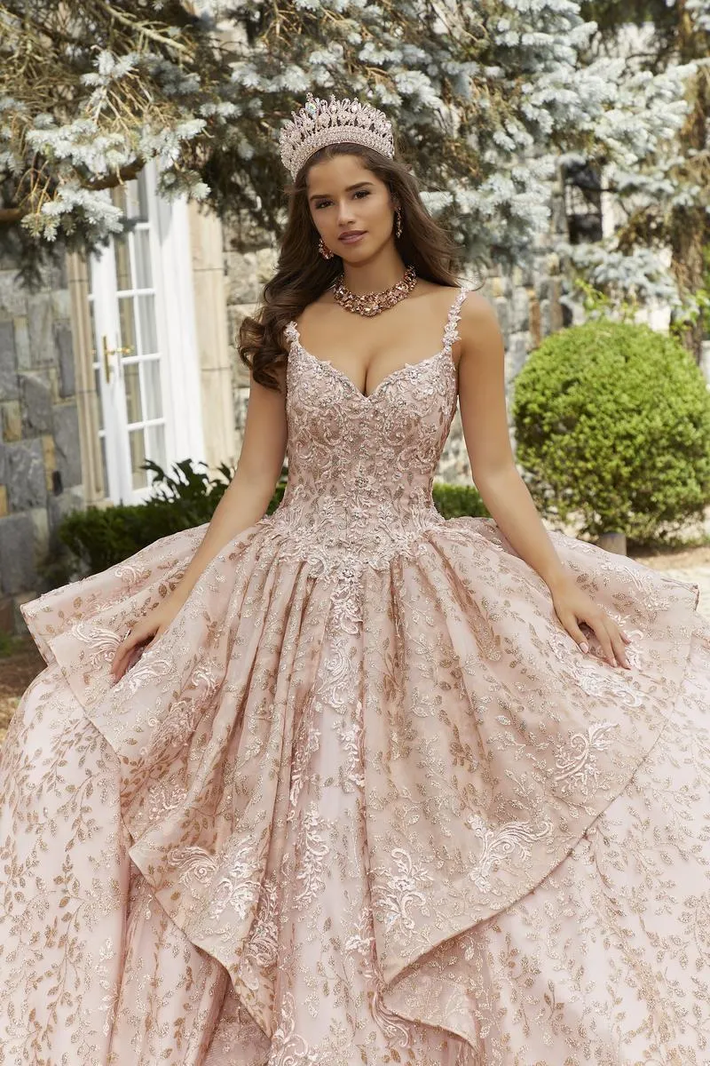 Vizcaya by Morilee Rhinestone Crystal Beaded Quince Dress 89416 sold by Terry costa product image thumbnail 4