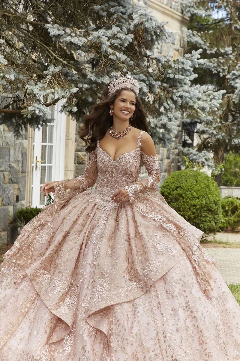 Vizcaya by Morilee Rhinestone Crystal Beaded Quince Dress 89416 sold by Terry costa product image thumbnail 5