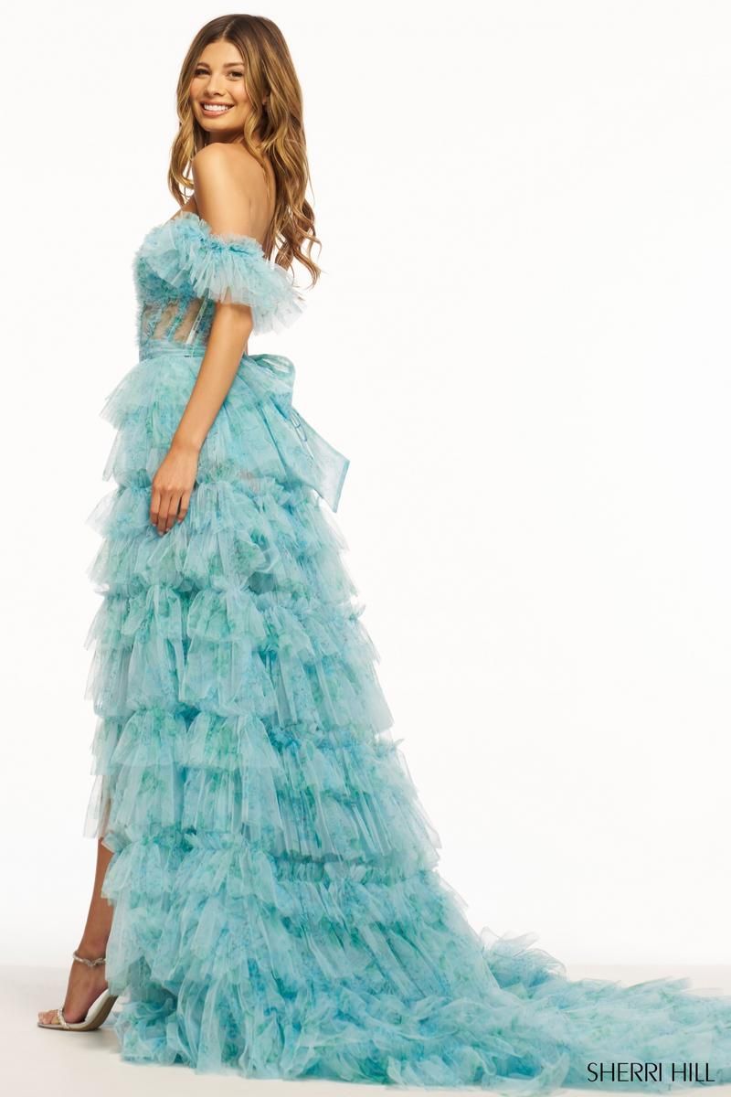 Sherri Hill Lace-up Back Ruffle Prom Dress 56074 sold by Terry costa product image thumbnail 4