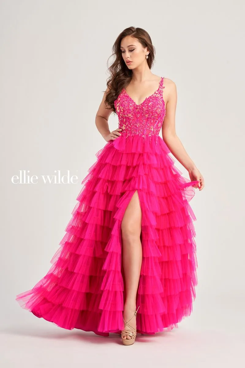 Ellie Wilde Tiered Ruffle Prom Dress EW35059 sold by Terry costa product image thumbnail 2