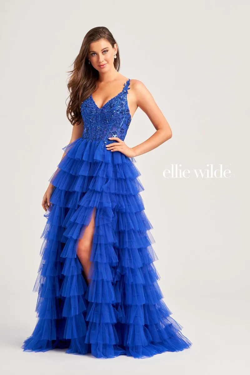 Ellie Wilde Tiered Ruffle Prom Dress EW35059 sold by Terry costa product image thumbnail 5