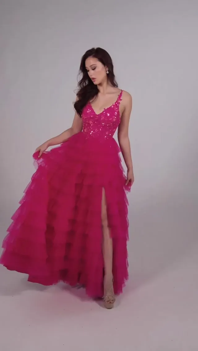 Ellie Wilde Tiered Ruffle Prom Dress EW35059 sold by Terry costa