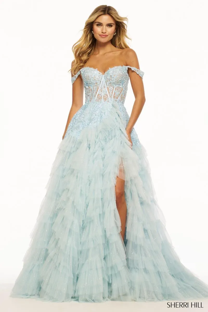 Sherri Hill Ruffle Corset Ball Gown 56070 sold by Terry costa product image thumbnail 3