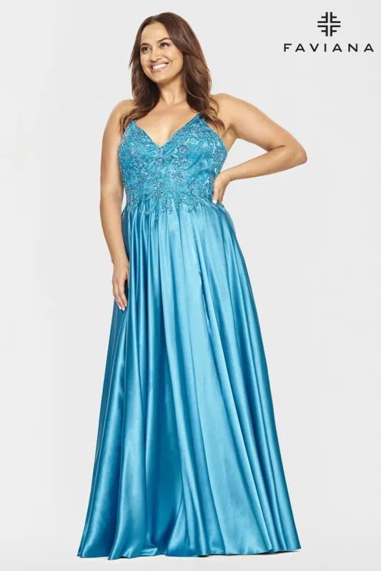 Faviana Long A-Line Lace Plus Size Prom Dress 9533 sold by Terry costa