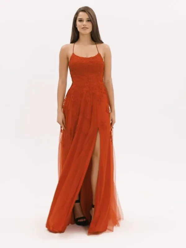 Faviana Long Lace A-Line Prom Dress S10823 made by Faviana