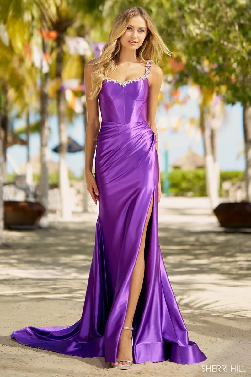 Sheri Hill Satin Fit and Flare Prom Dress 56059 sold by Terry costa product image thumbnail 5