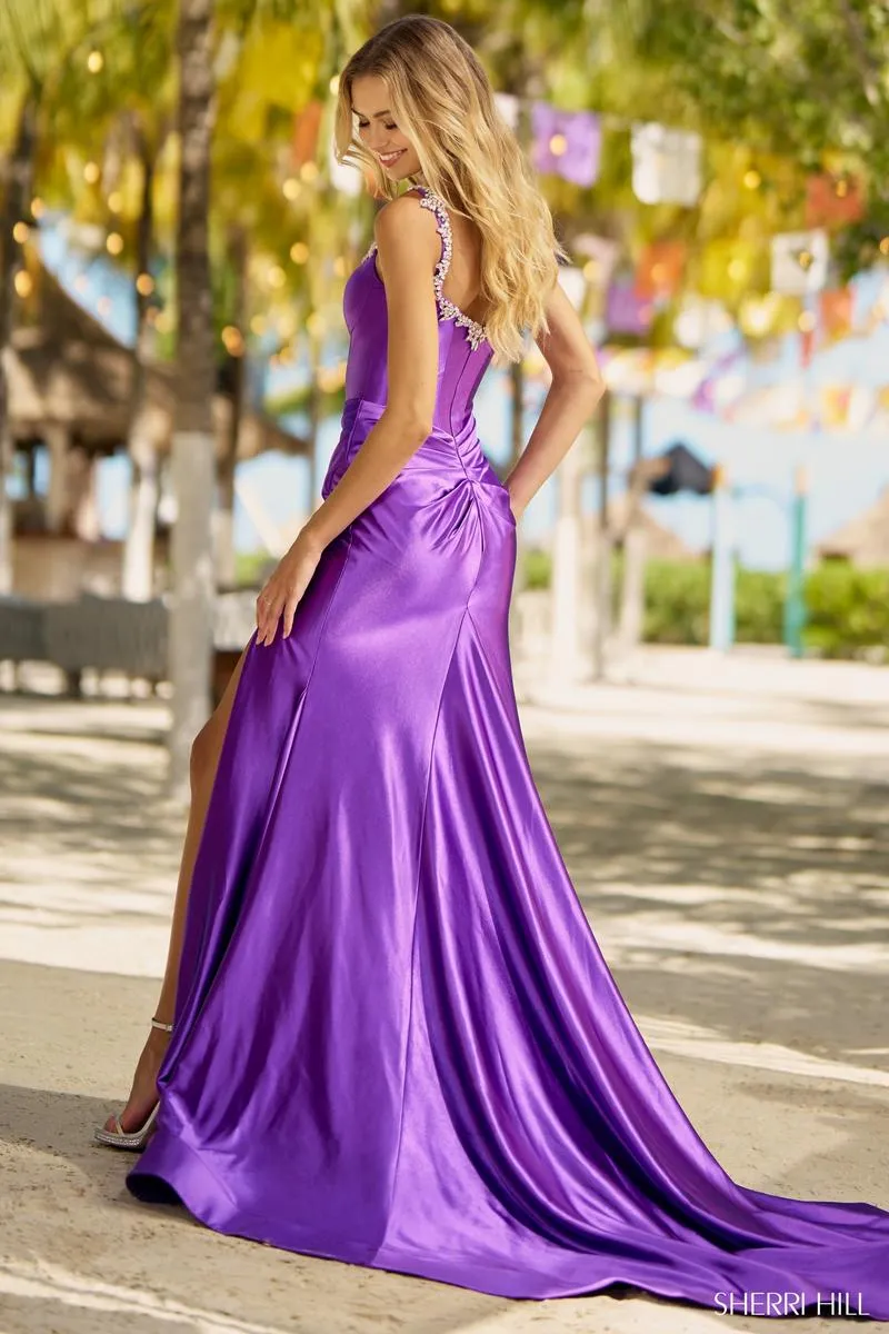 Sheri Hill Satin Fit and Flare Prom Dress 56059 sold by Terry costa product image thumbnail 2