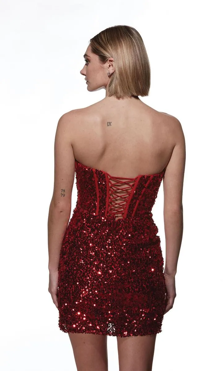 Alyce Paris Strapless Sequin Homecoming Dress 4909 sold by Terry costa product image thumbnail 4