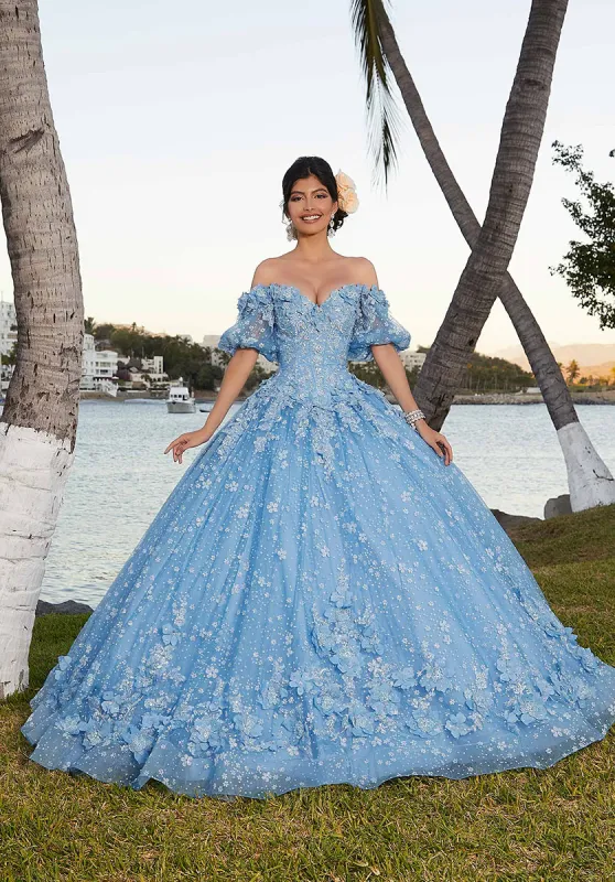 Vizcaya by Morilee 3D Floral Lace Quince Dress 89358 made by Mori Lee
