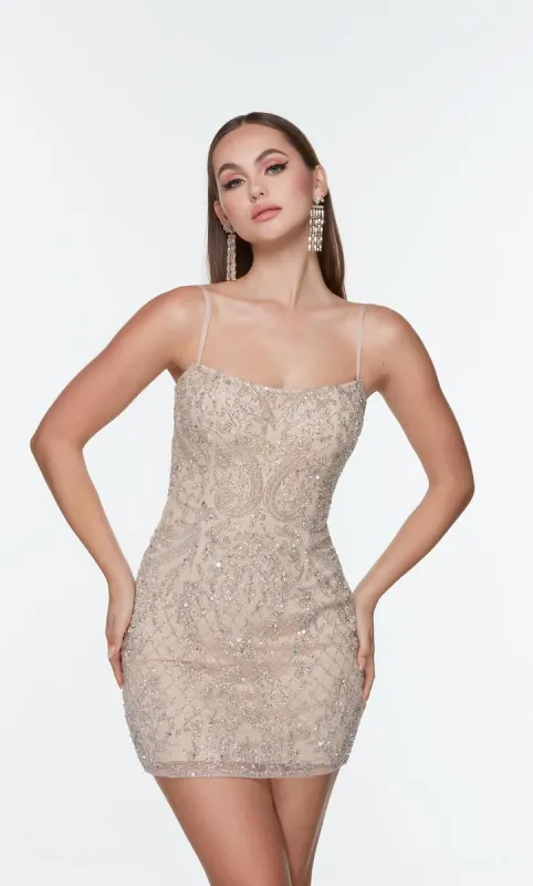 Alyce Paris Beaded Lace-up Homecoming Dress 4509 made by Alyce Paris
