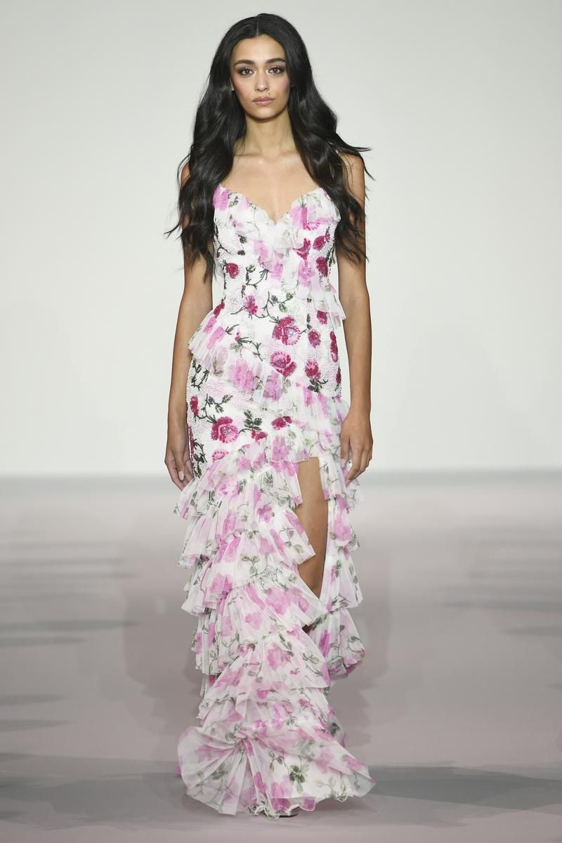 Sherri Hill Beaded Floral Ruffle Print Dress 56317 sold by Terry costa product image thumbnail 6